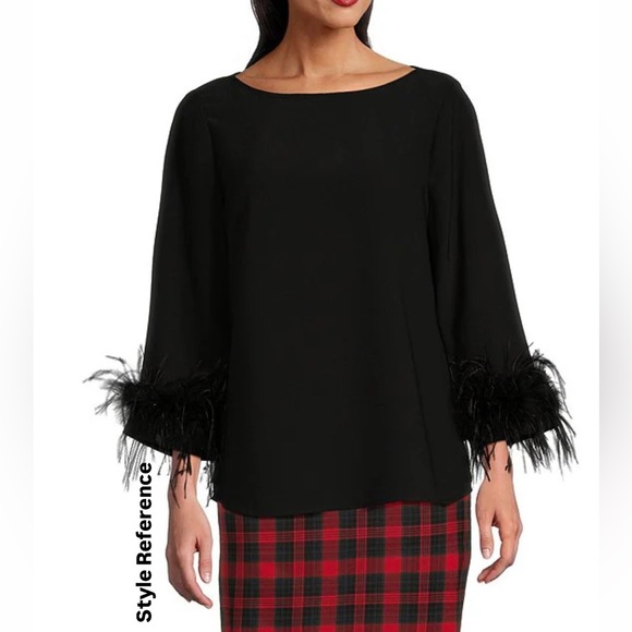 Preston & York Tops - Preston & York Long Sleeve Feather Cuff Blouse Size 16 XL